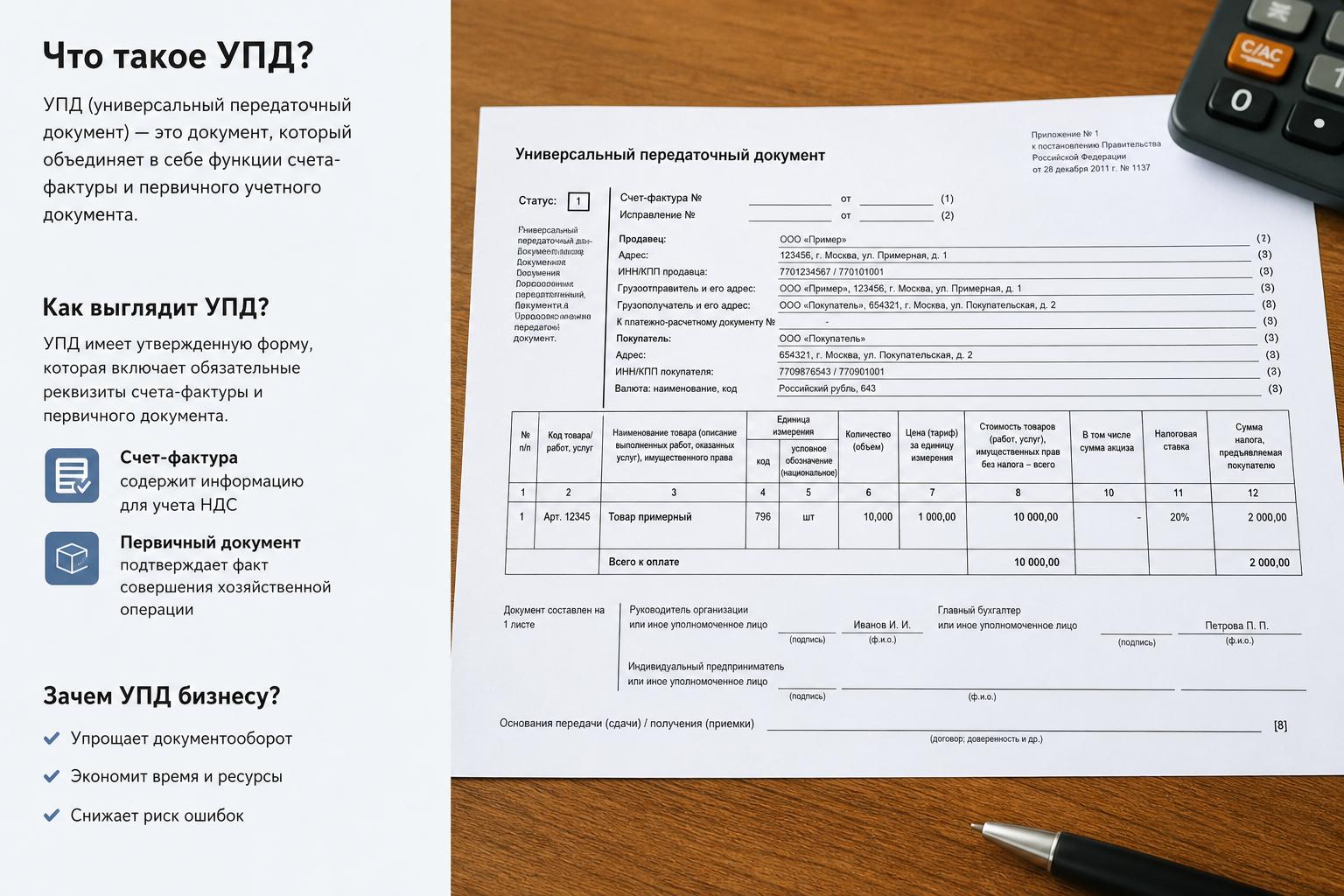 УПД простыми словами: что такое универсальный передаточный документ, как он выглядит и зачем нужен бизнесу